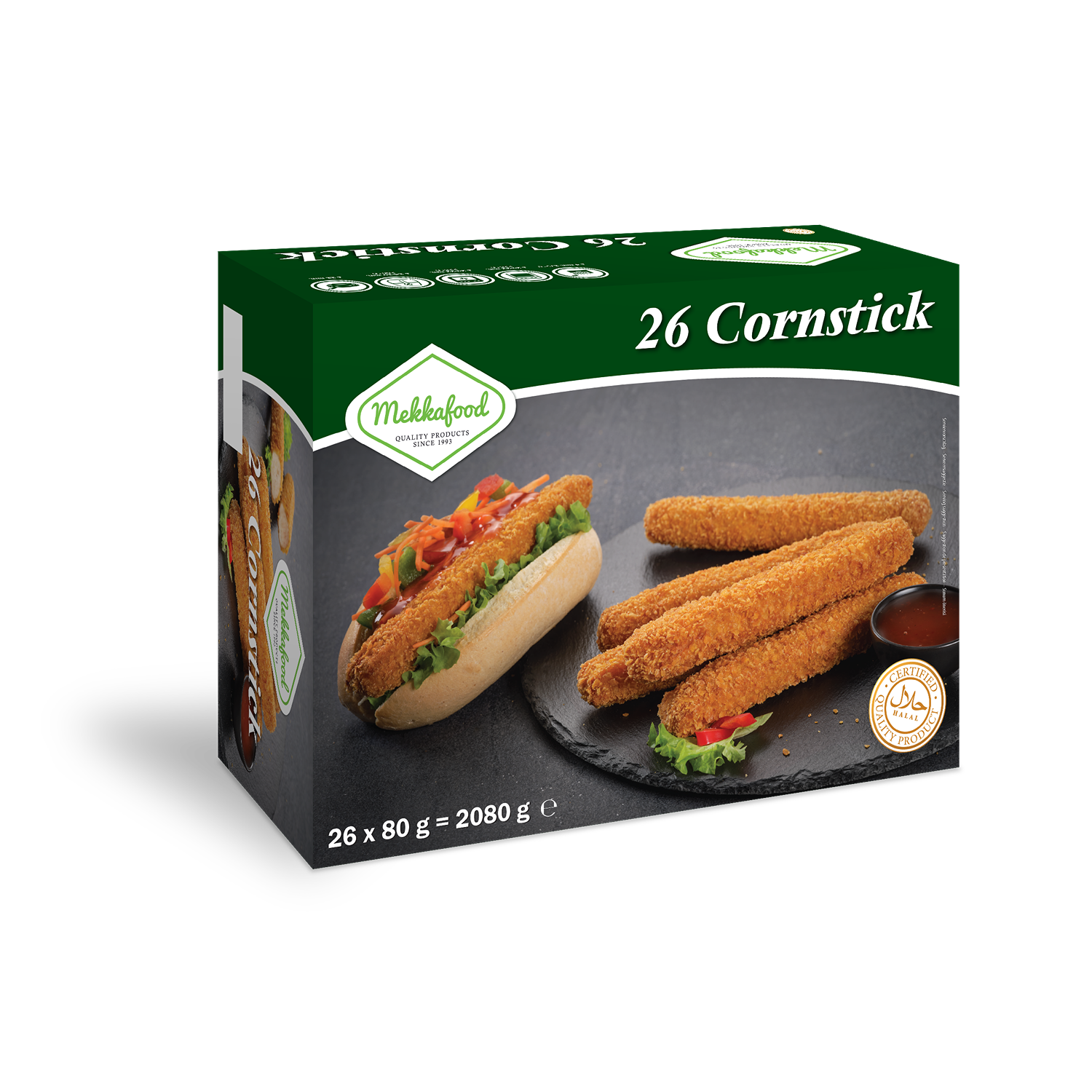 97840 Cornstick Horeca Mekka Food Halal Kipcorn - 26x80gr - Afbeelding 1